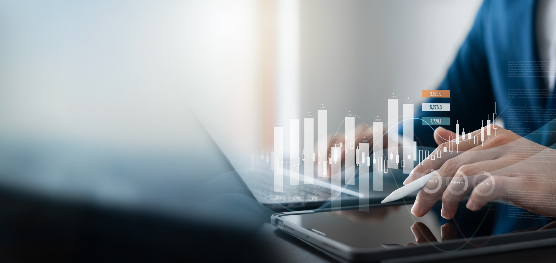 Businesswoman who works with salary statistics, figures and graphs to compare salaries.